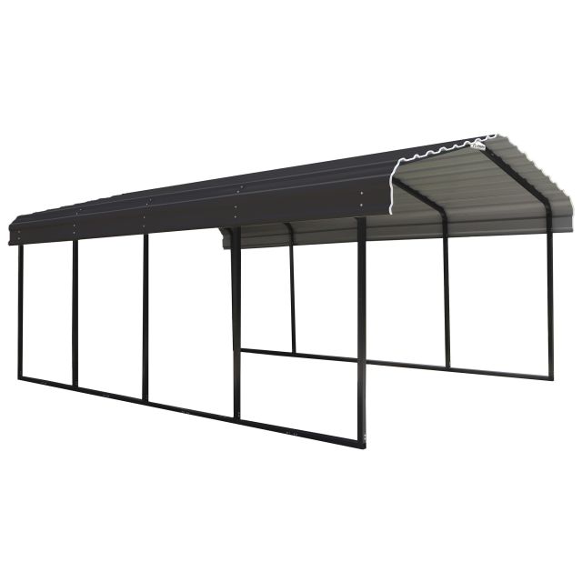 Steel Carport 12 ft. x 20 ft. x 7 ft. Galvanized Black/Charcoal