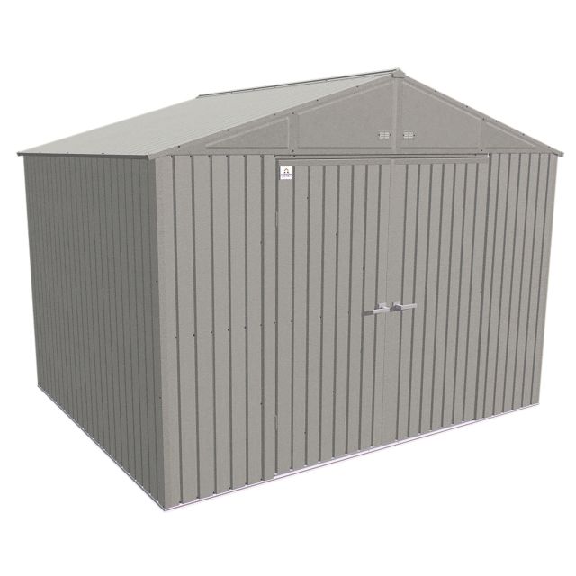 Abri de rangement en acier Arrow Elite, 3 x 2,4 m, gris clair