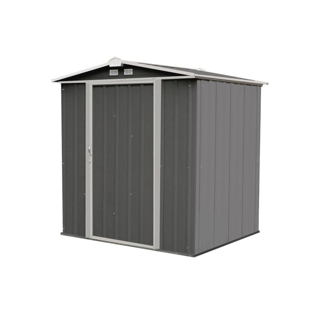 EZEE Shed Steel Storage 6 x 5 ft. Galvanized Low Gable Charcoal with Cream Trim