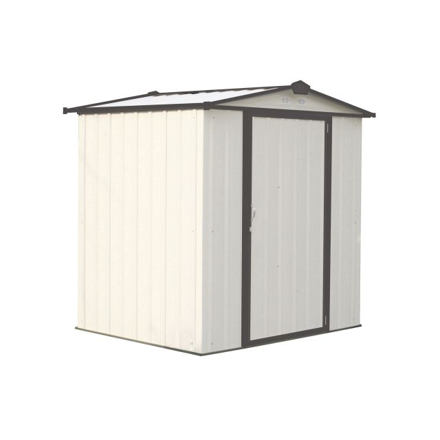 EZEE Shed Steel Storage 6 x 5 ft. Galvanized Low Gable Cream with Charcoal Trim