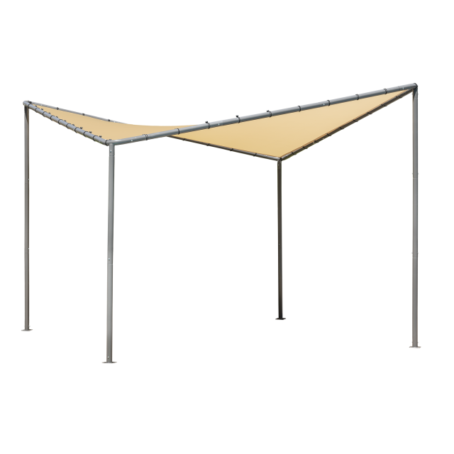 10x10 Del Ray Gazebo Canopy Charcoal Frame Tan Cover