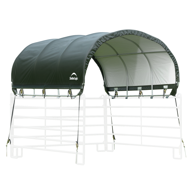 Corral Shelter Livestock Shade 10 x 10 ft. Powder Coated Green