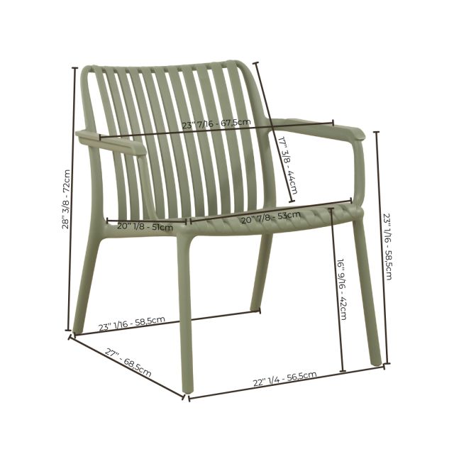 Corriveau Summer stripe line one-seater chair wtih arm, Green Jade