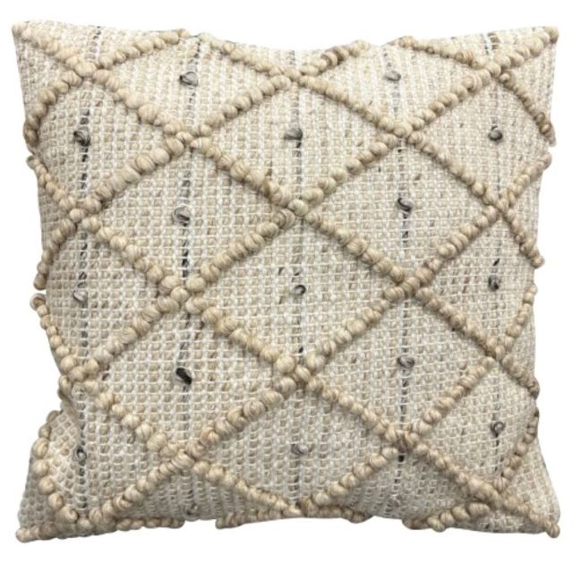 Coussin motifs losanges Charm 18"x18" - écru - Corriveau