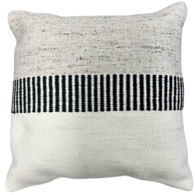 Coussin à rayures Graphite  18"x18" - Noir et naturel - Corriveau