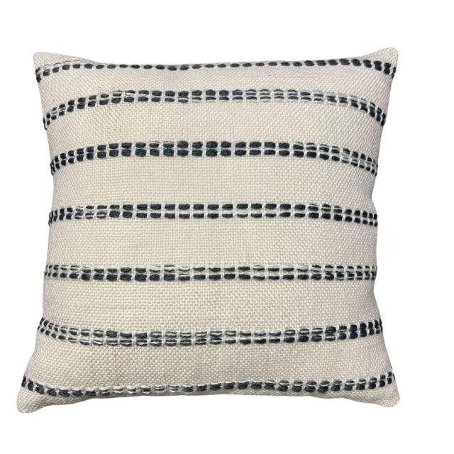 Natural striped cushion 18" x 18" - Blue grey