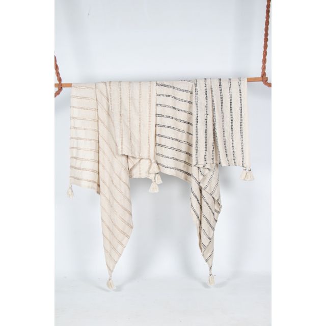 Natural striped throw 50" x 60" - Cream