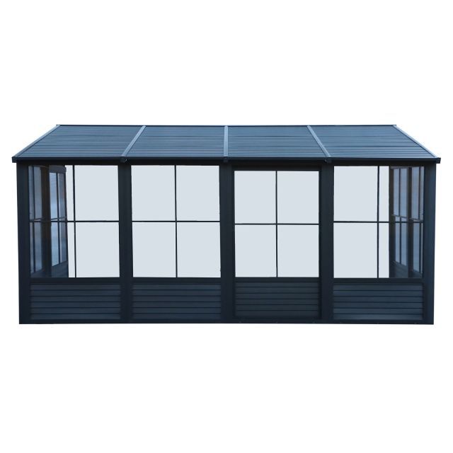 Gazebo Penguin Florence - Wall Mounted Solarium 8x16 Metal Roof in black
