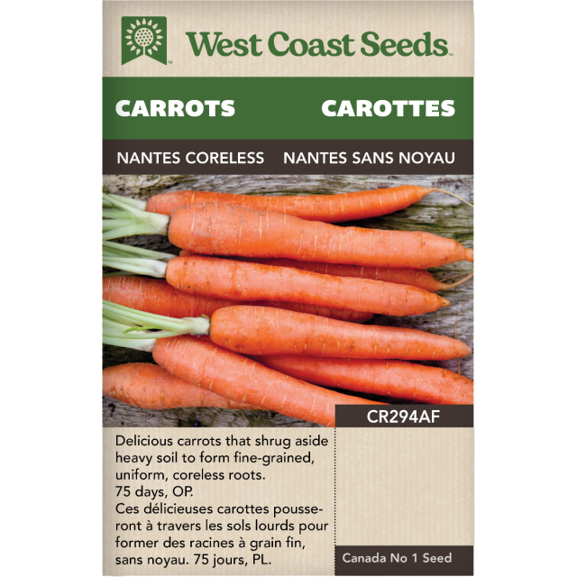 Nantes sans coeur noyau Nantes Carottes Légumes Graines - West Coast Seeds