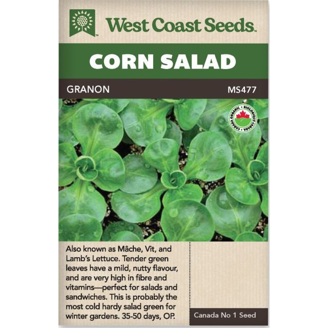 Granon Certified Organic Corn Salad Vegetable Seeds - West Coast Seeds - MS477A
