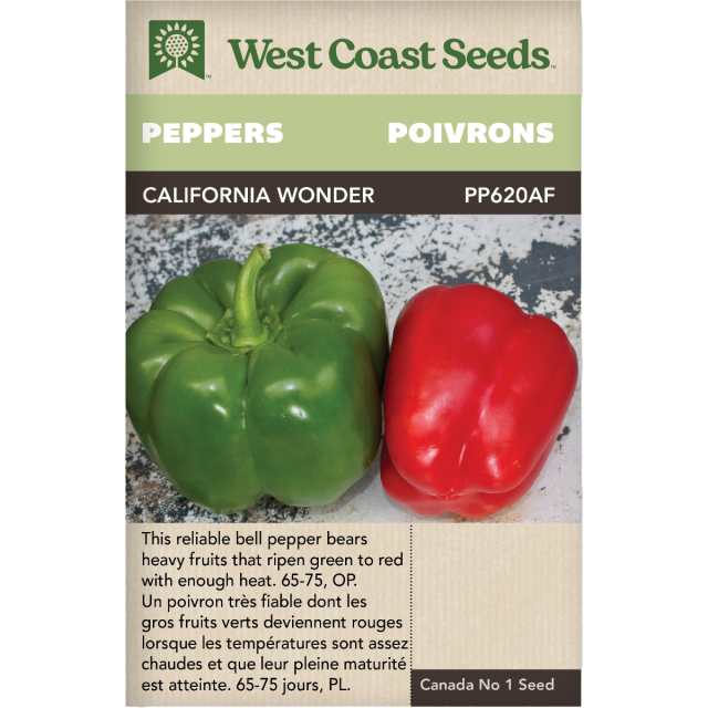 California Wonder 300 Douce Poivrons Légumes Graines - West Coast Seeds