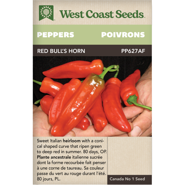 Red Bulls Horn Douce Poivrons Légumes Graines - West Coast Seeds