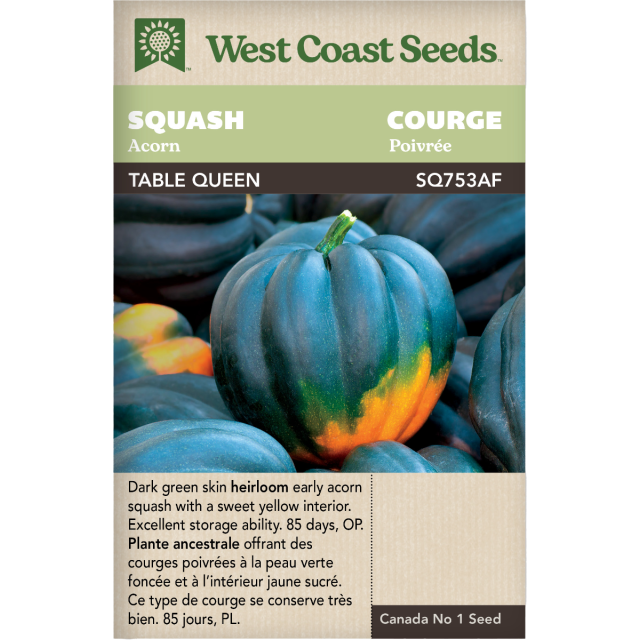 Table Queen Acorn Squash Vegetables Seeds - West Coast Seeds