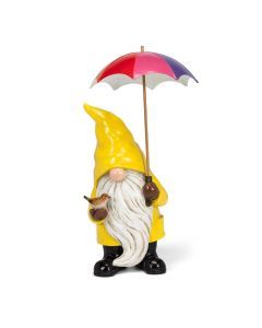 Large Gnome with Umbrella & Bird