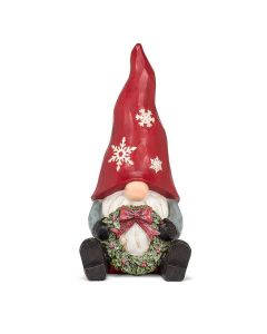 Sitting Gnome with Wreath