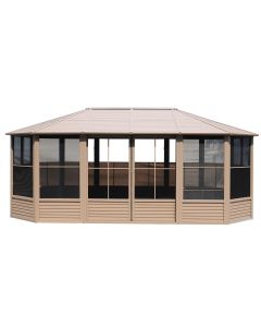 Gazebo Penguin Florence Solarium with Metal Roof 12 Ft. x 18 Ft. Sand