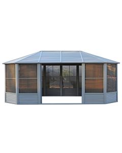 Gazebo Penguin Florence Solarium with Metal Roof 12 Ft. x 18 Ft. Slate