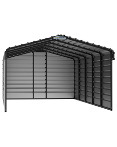 Steel Carport With 3 Wall Kits, 12X24X07, Eggshell