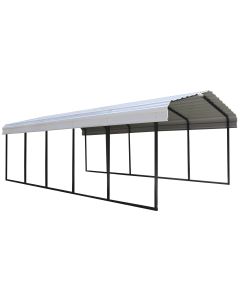 Steel Carport, 12 ft. x 24 ft. x 7 ft. Galvanized Black/Eggshell