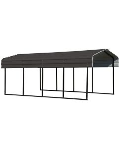 Steel Carport 10 ft. x 20 ft. x 7 ft. Galvanized Black/Charcoal