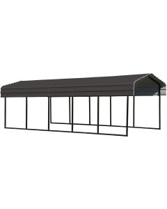 Steel Carport 10 ft. x 24 ft. x 7 ft. Galvanized Black/Charcoal