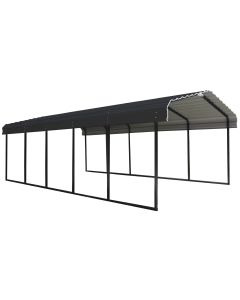 Steel Carport 12 ft. x 24 ft. x 7 ft. Galvanized Black/Charcoal
