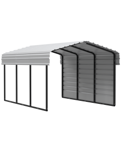 Arrow Carports Abri d'auto en acier galvanisé, avec enceinte 1 côté, Kit abri d'auto métallique, 10' x 15' x 7', Coquille d'œuf