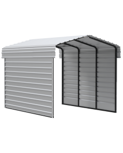 Arrow Carports Abri d'auto en acier galvanisé, avec enceinte 2 côtés, Kit abri d'auto métallique, 10' x 15' x 9' , Coquille d'œuf