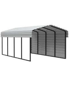 Arrow Carports Galvanized Steel Carport, with 1-Sided Enclosure, Compact Car Metal Carport Kit, 10' x 20' x 7' , Eggshell