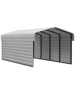 Abri d'Auto en Acier Galvanisé Arrow Carports, avec Enceinte 2 Côtés, Kit d'Abri Métallique pour Voiture Compacte, 10' x 20' x 7', Coquille d'Œuf
