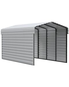 Arrow Carports Galvanized Steel Carport, with 2-Sided Enclosure, Compact Car Metal Carport Kit, 10' x 20' x 9' , Eggshell