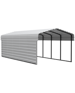 Abri d'auto Arrow Carports en acier galvanisé, avec clôture à un côté, ensemble d'abri d'auto compact en métal, 10' x 24' x 7', coquille d'œuf