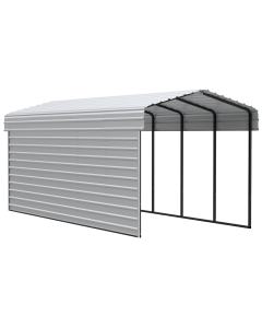 Arrow Carports Abri d'auto en acier galvanisé, avec enceinte 1 côté, Kit abri d'auto métallique, 10' x 24' x 9' , Coquille d'œuf