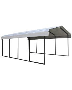 Steel Carport, 12 ft. x 20 ft. x 7 ft. Galvanized Black/Eggshell