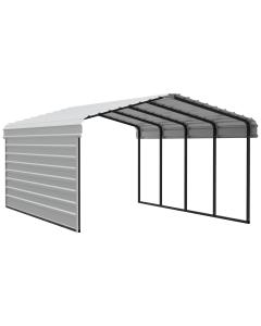 Arrow Carports Abri d'auto en acier galvanisé, avec enceinte 1 côté, Kit abri d'auto métallique, 12' x 20' x 7'  , Coquille d'œuf
