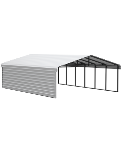 Arrow Carports Abri d'auto en acier galvanisé, avec enceinte 1 côté, Kit abri d'auto métallique, 20' x 29' x 9" , Coquille d'œuf