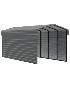 Arrow Carports Galvanized Steel Carport, with 2-Sided Enclosure, Compact Car Metal Carport Kit, 10' x 24' x 9' , Charcoal