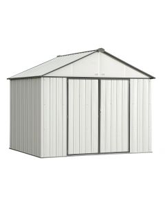 EZEE Shed Steel Storage 10 x 8 ft. Galvanized Extra High Gable Cream with Charcoal Trim