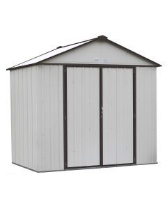 EZEE Shed Steel Storage 8 x 7 ft. Galvanized High Gable Cream with Charcoal Trim