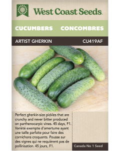 Artist Gherkin F1 (Coated) Pickling Cucumbers Vegetables Seeds - West Coast Seeds