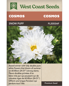 Snow Puff - double click Annual Cosmos Flowers Seeds - West Coast Seeds