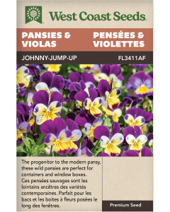 Johnny Jump Up Perennial Pansies & Violas Flowers Seeds - West Coast Seeds