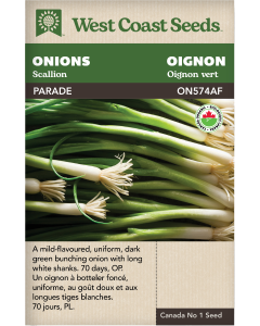Parade (Coated) Certified Organic Scallion Onions Vegetables Seeds - West Coast Seeds