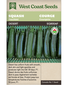Desert F1 Certified Organic Zucchini Squash Vegetables Seeds - West Coast Seeds