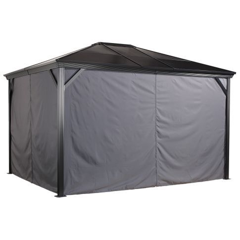 Sojag, rideaux gris pour abri soleil Verona, 10 pi x 14 pi, polyester, rideaux d'extérieur