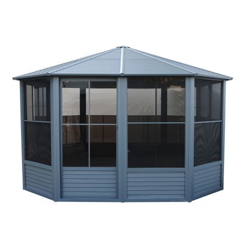 Gazebo Penguin Florence Solarium with Metal Roof 12 Ft. x 12 Ft. Slate