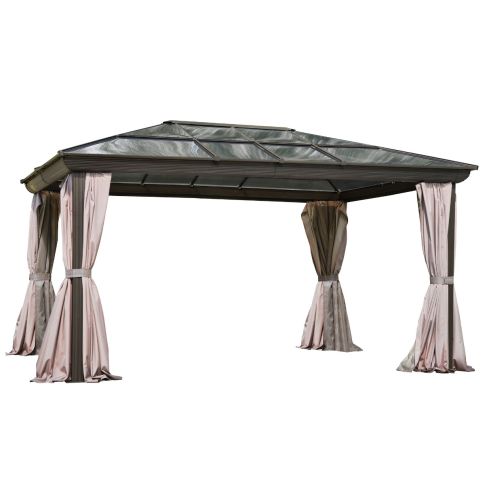 Venus Gazebo avec Toit en polycarbonate 12 Pi. x 14 Pi. couleur Brun