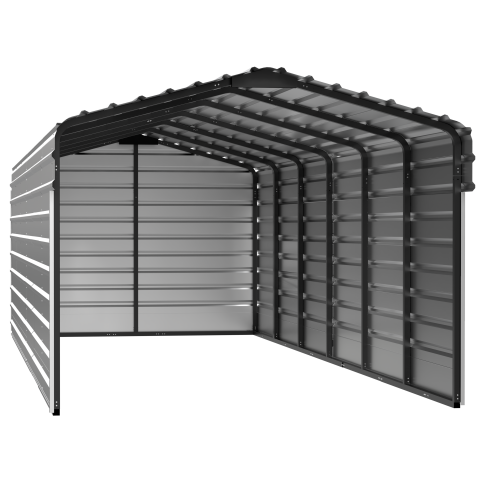 Arrow Steel Carport With 3 Wall Kits, 10X29X07, Eggshell