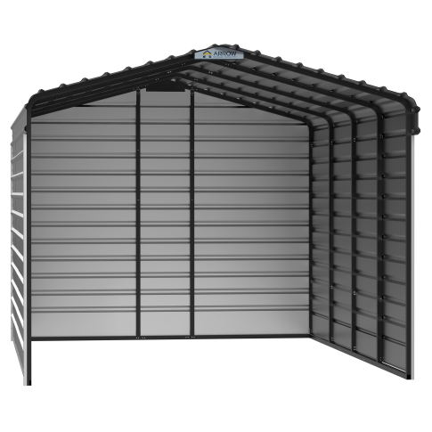 Arrow Steel Carport With 3 Wall Kits, 12X20X09, Eggshell