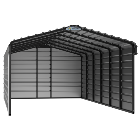 Arrow Steel Carport With 3 Wall Kits, 12X29X07, Eggshell